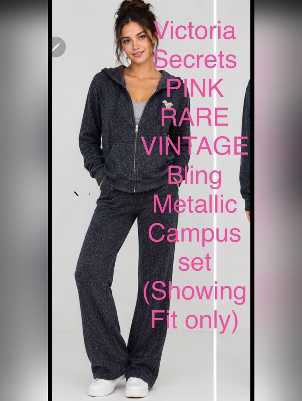 💘VTG PINK Victoria's Secret Navy Metallic Sparkle Flip Sequin Heart Arrow💘 - Picture 2 of 16
